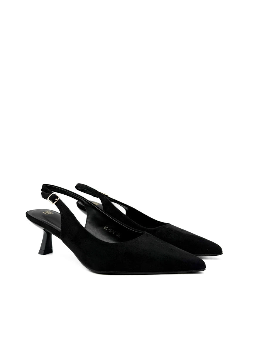 Zapatos Salón Destalonados de Antelina con Tacón Sensato y Puntera Fina