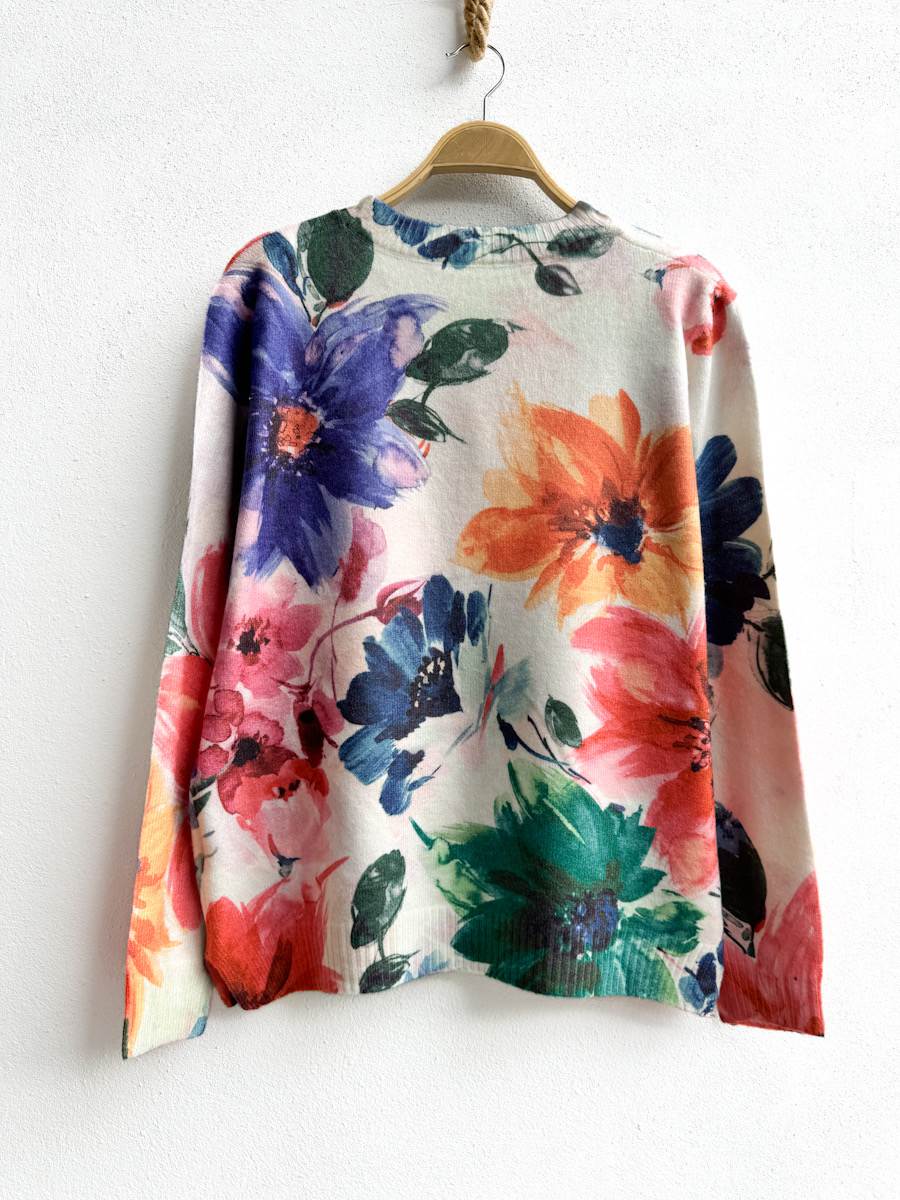 Jersey Con Flores Blanco