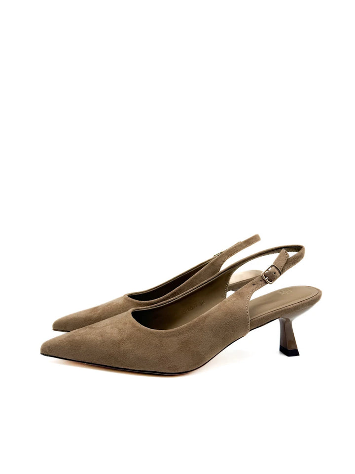 Zapatos Salón Destalonados de Antelina con Tacón Sensato y Puntera Fina
