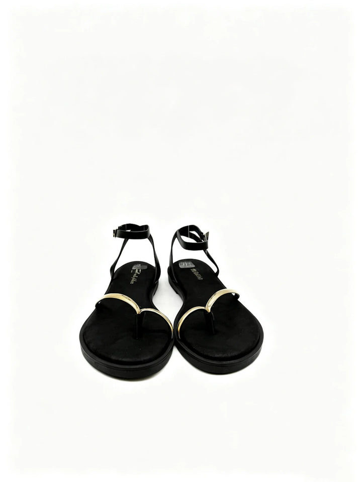 Sandalias de Dedo Confort con Detalle Dorado Flexible
