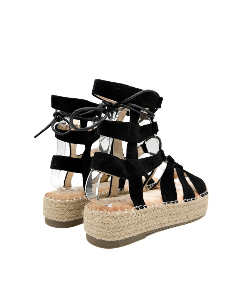 Sandalias Romanas con Plataforma de Yute y Cordones