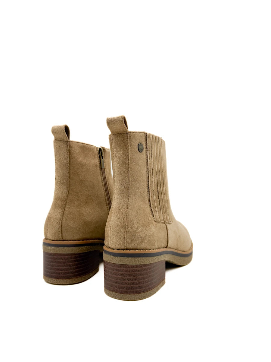 Botines de Mujer Estilo Chelsea con Tacón Cómodo Efecto Madera y Elástico Lateral