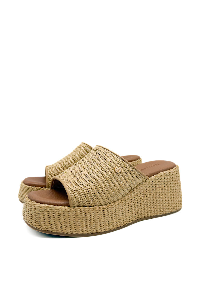 Sandalias de Rafia Cuña con Plataforma