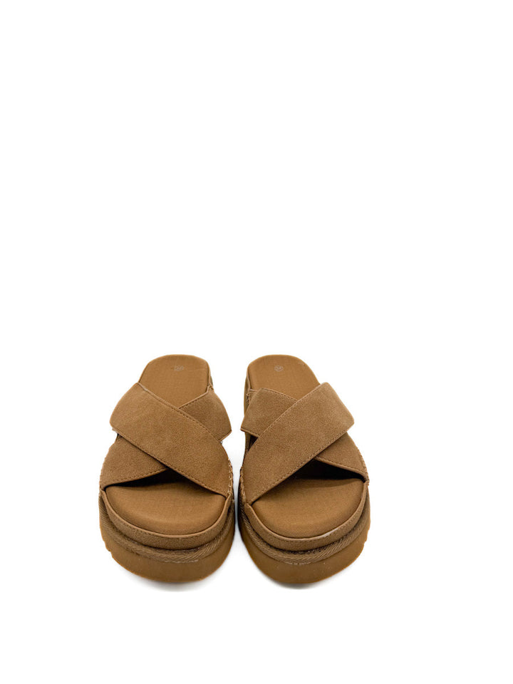 Sandalias de Antelina Tiras Cruzadas con  Velcro