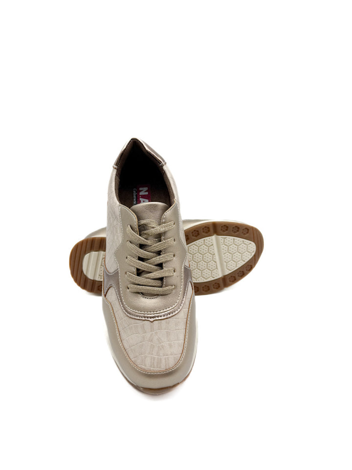 Zapatilla de Plataforma Metálicas con Estampado de Reptil