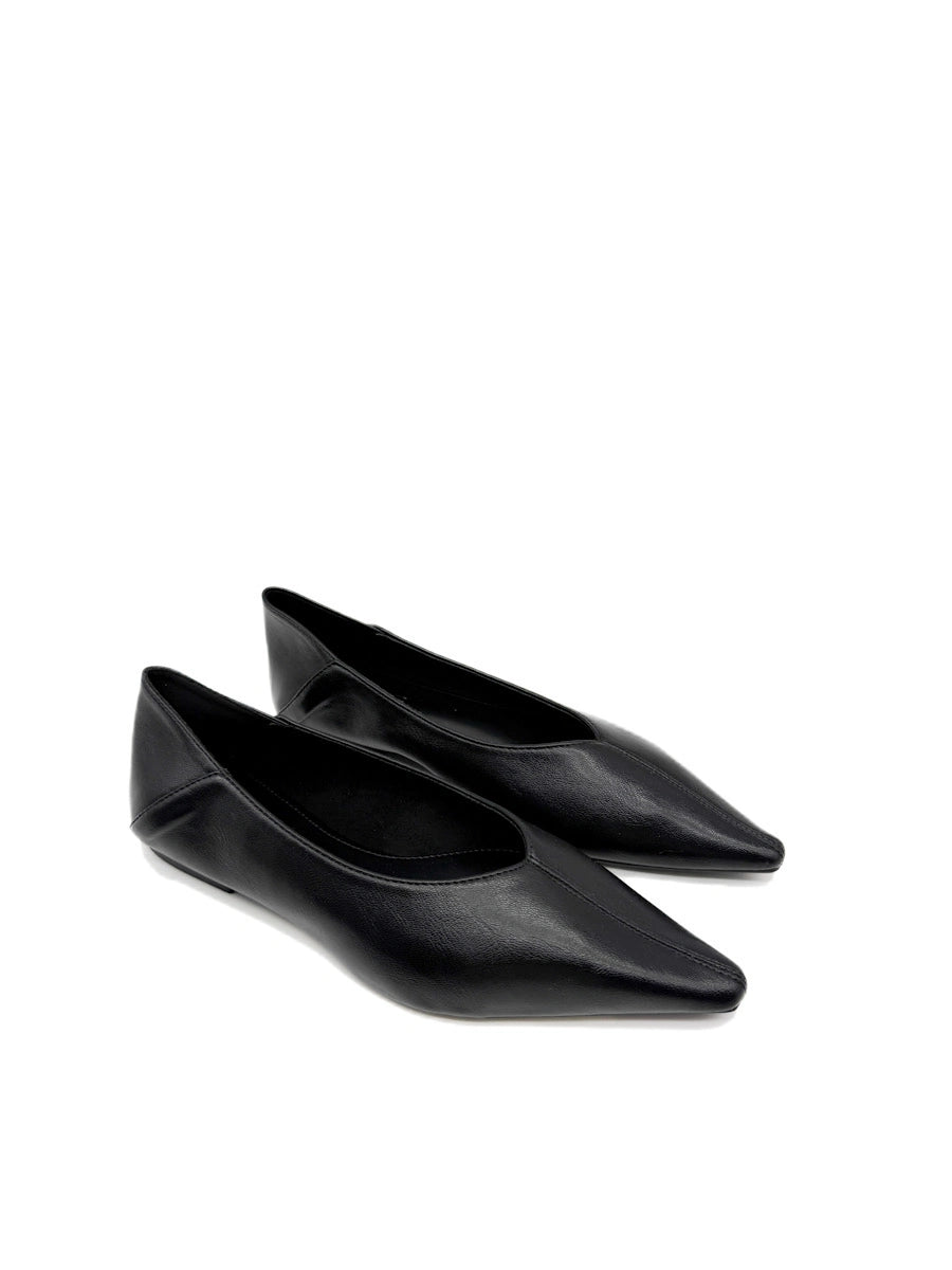 Bailarinas de Punta Estrecha con Escote en V - Zapatos Planos Elegantes