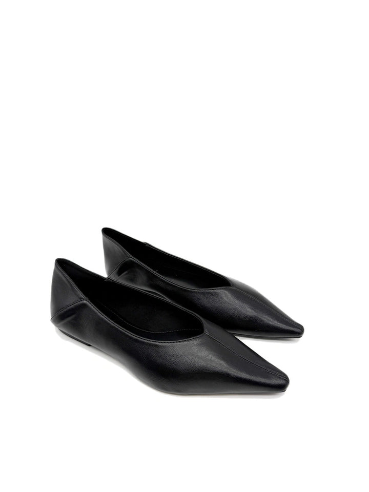 Bailarinas de Punta Estrecha con Escote en V - Zapatos Planos Elegantes
