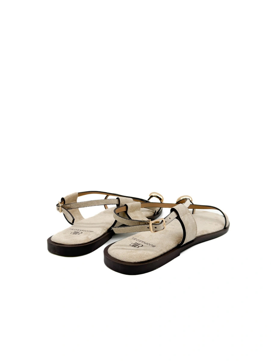 Sandalias Planas de Dedo para Mujer con Tiras Cruzadas y Detalle Dorado