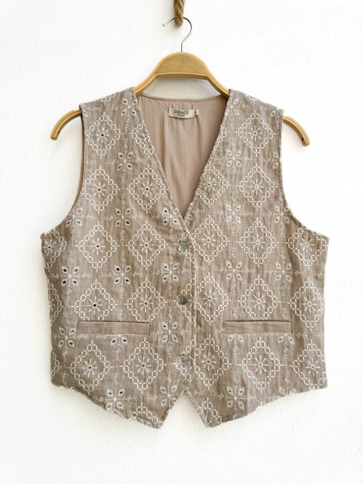 Chaleco bordado 7032 Beige