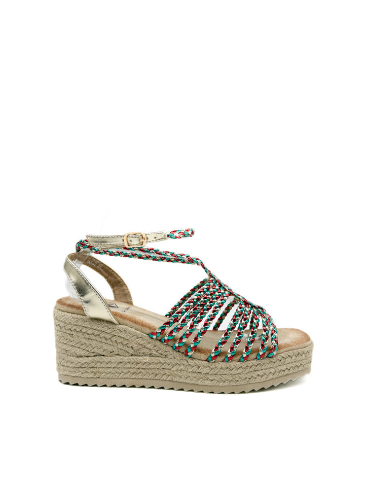 Sandalias de Cuña con Tiras Trenzadas y Plataforma de Yute