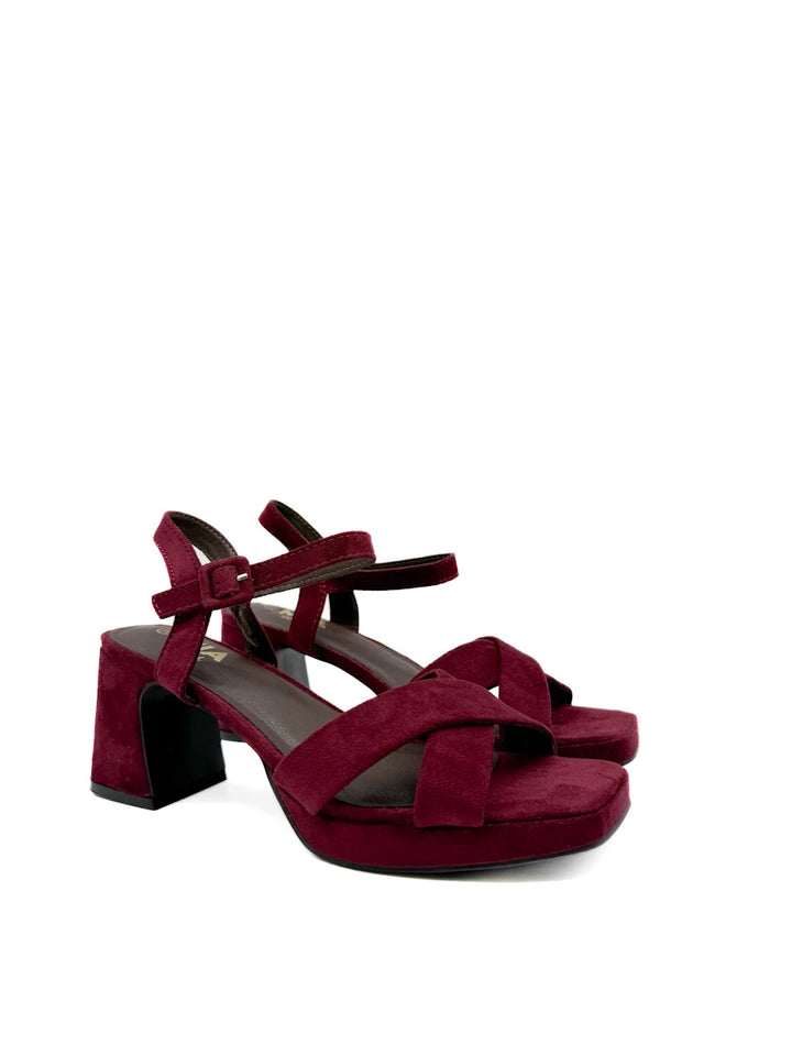 Sandalias de Tacón Ancho con Plataforma y Tiras Cruzadas