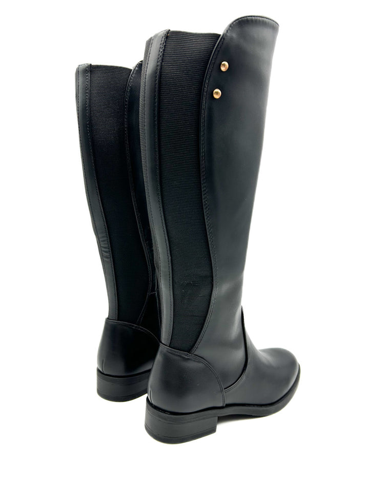 Bota Alta Plana Color Negra de Mujer H0208
