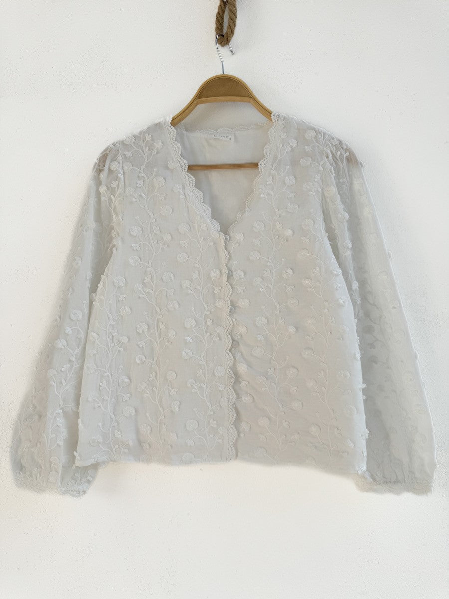 Blusa Blanca Bordada Blanco
