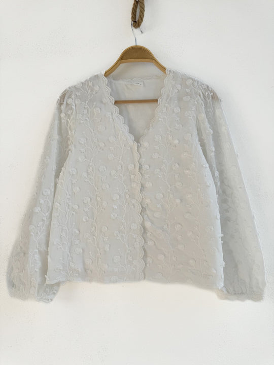 Blusa Blanca Bordada Blanco