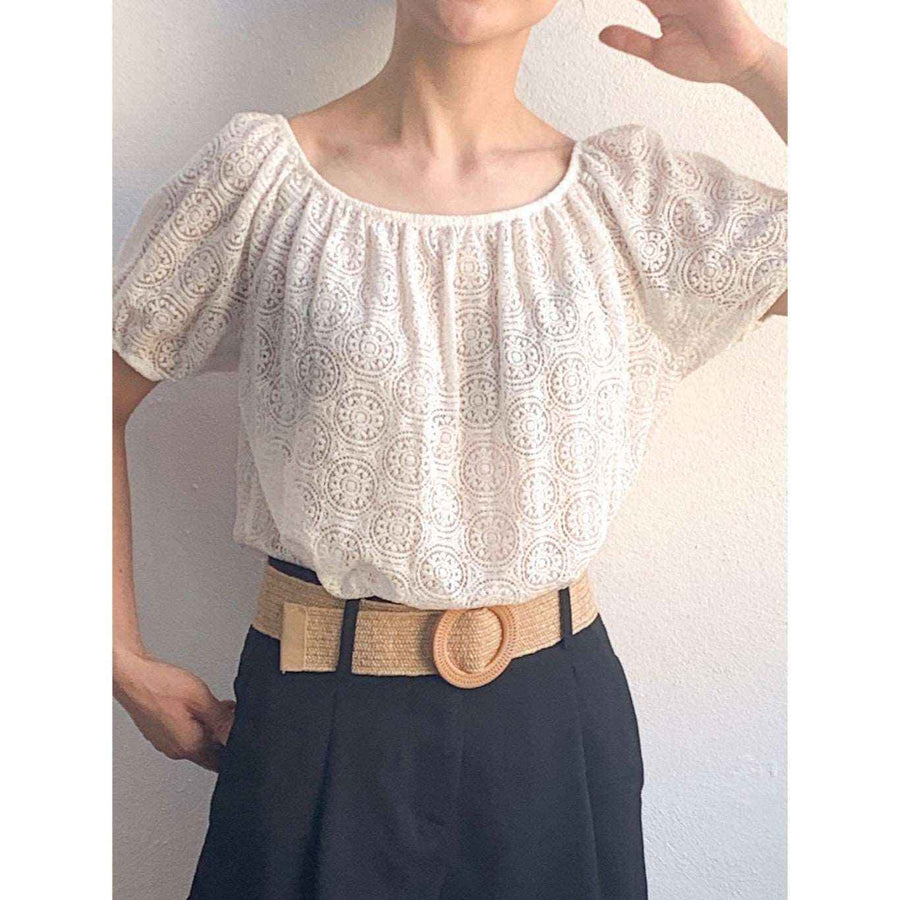 Blusa de encaje, estilo ibicenco para mujer Blanca Única