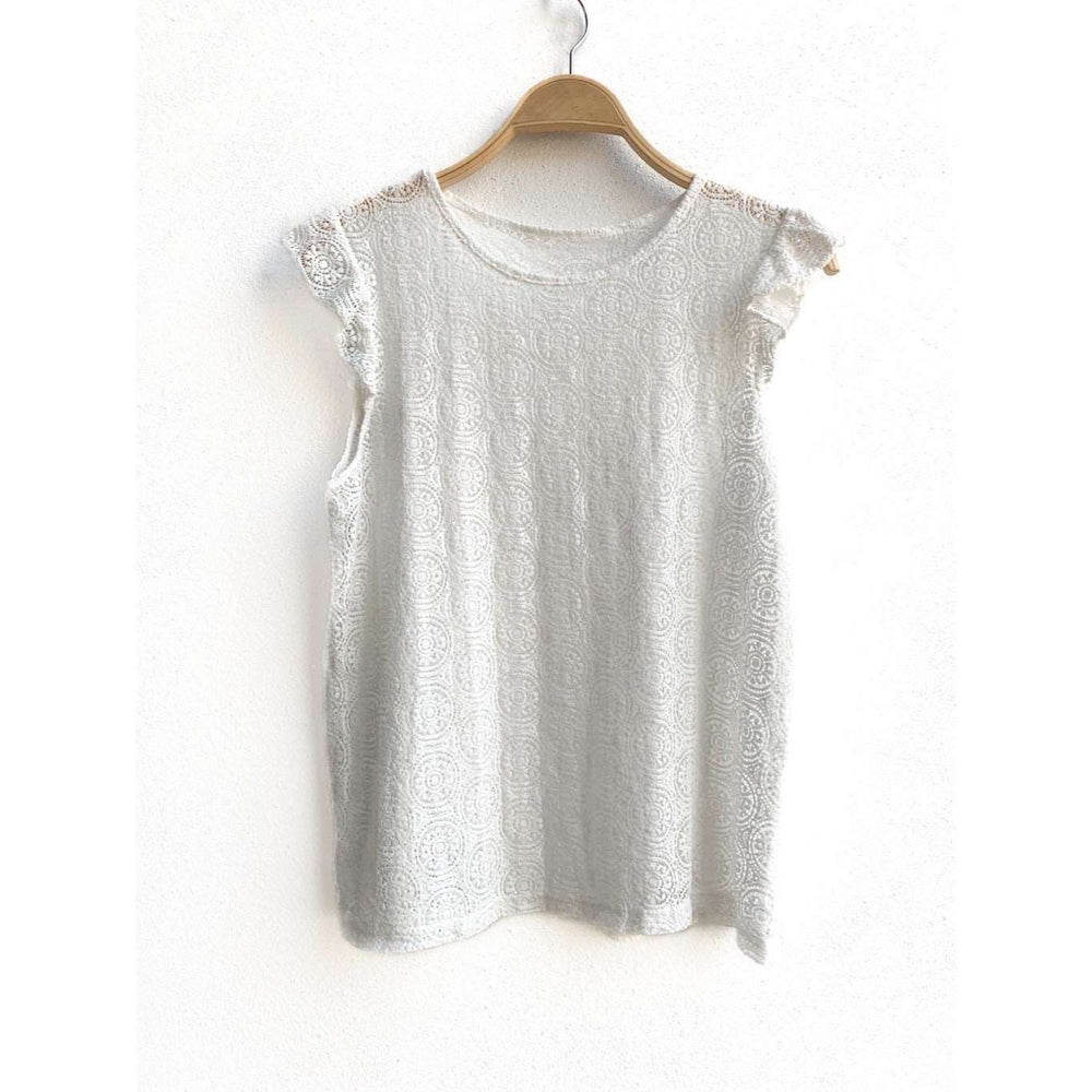 Blusa de encaje calada para mujer