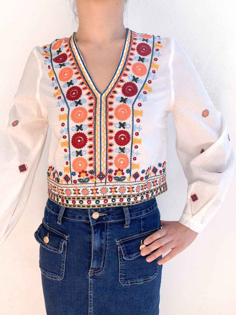 Blusa Bordada BLCA562 Blanco