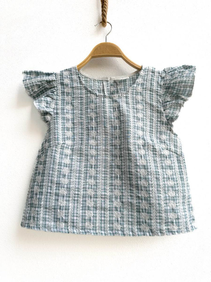 Blusa Cuadra Con Bordada Verde