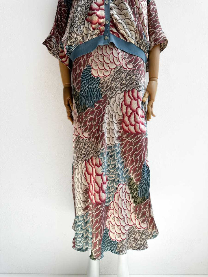 Bomber y Falda Satinadas Falda 1 Azul única