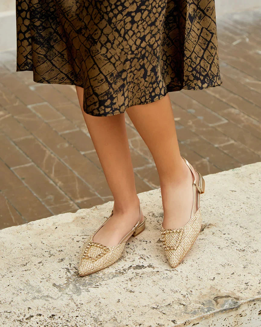 Zapatos Planos Adorno Joya Parte Delantera S-5112