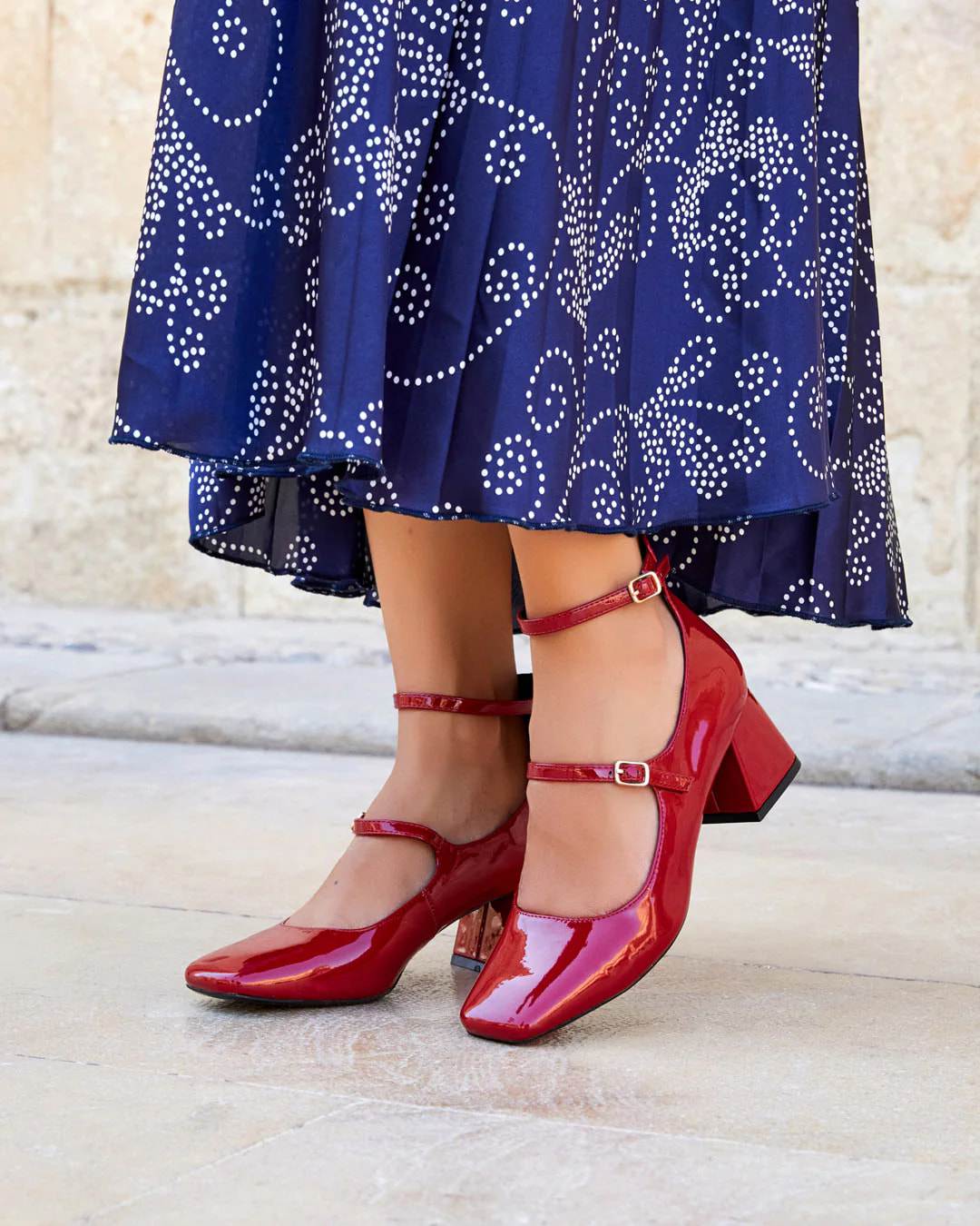 Zapatos Charol Tacón Ancho Pulsera Referencia B3361