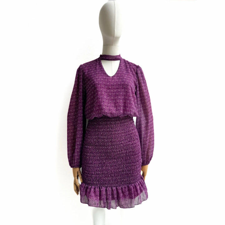 Vestido Dos Piezas con Estampado y Detalles Fruncidos Lila única