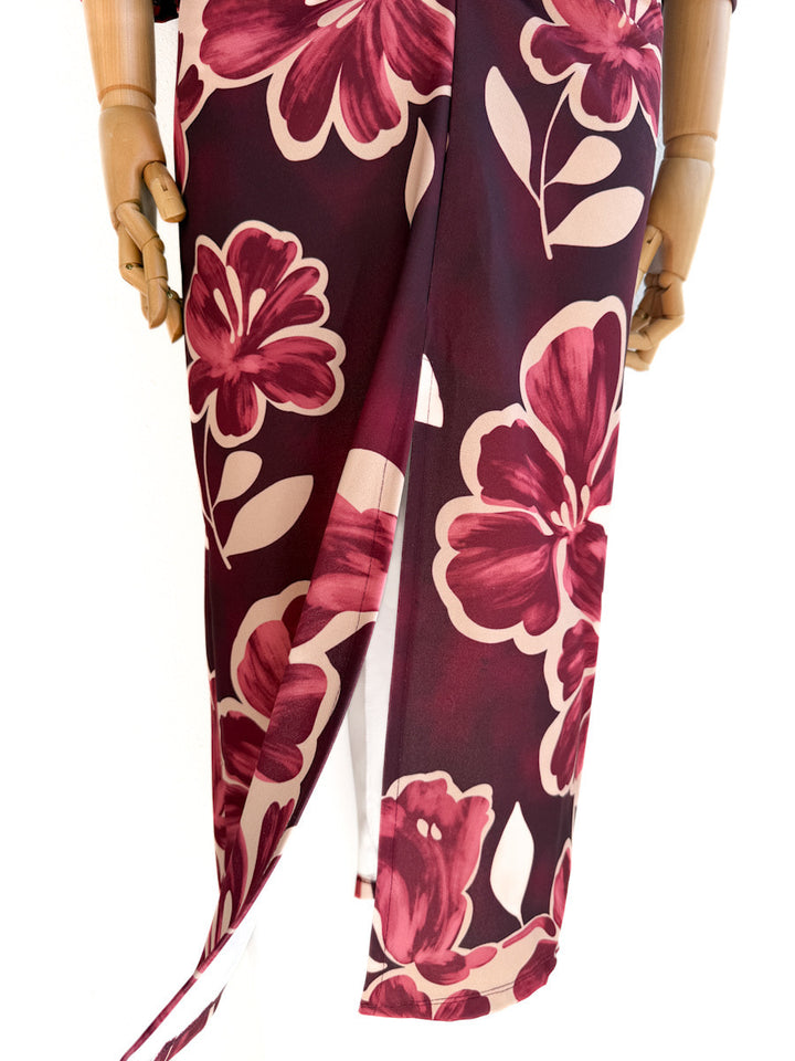 Vestido Elegante con Estampado Floral y Manga Abullonada
