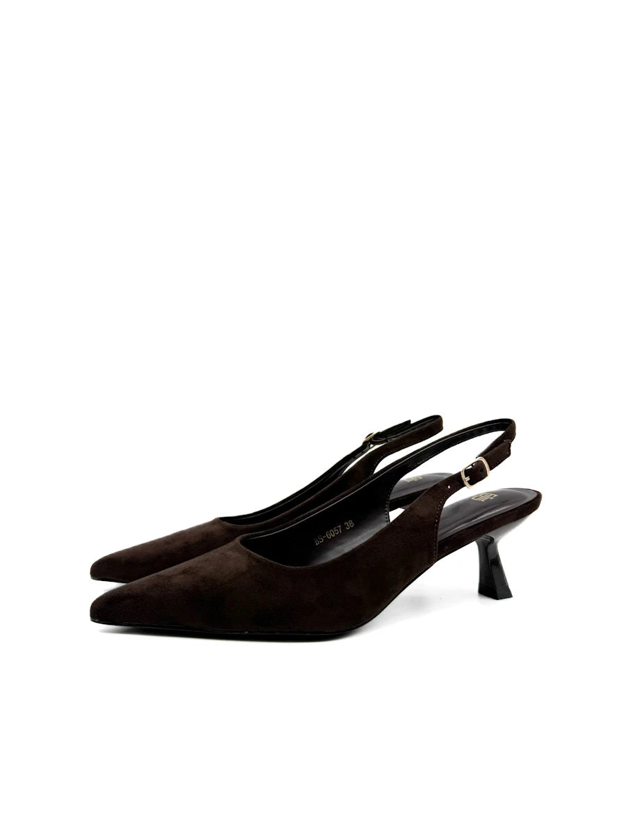 Zapatos Salón Destalonados de Antelina con Tacón Sensato y Puntera Fina
