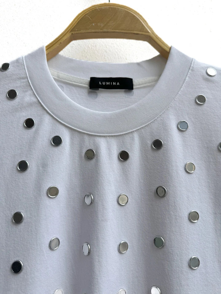 Camiseta Oversize con Apliques Metálicos