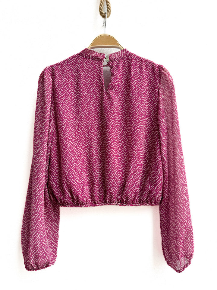Blusa de Manga Larga con Estampado Geométrico, Disponible en Más Colores y Diseños