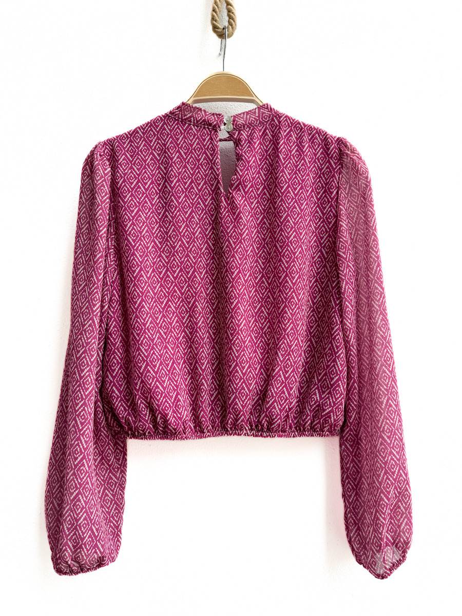 Blusa de Manga Larga con Estampado Geométrico, Disponible en Más Colores y Diseños