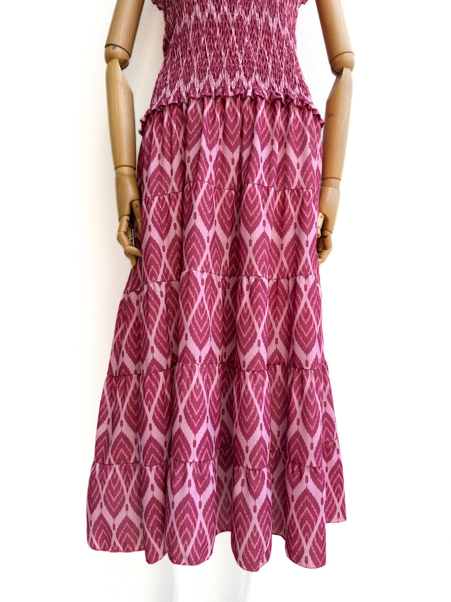 Vestido Floral con Nido de Abeja – Estilo Fresco y Versátil