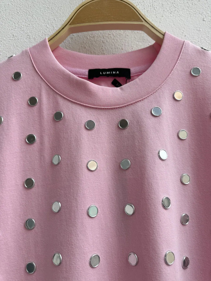 Camiseta Oversize con Apliques Metálicos