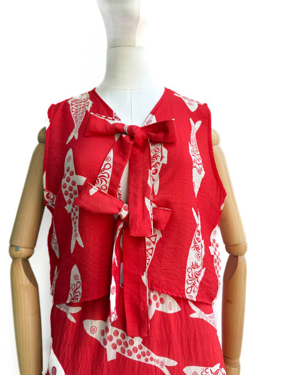 Conjunto peces beige y Rojo