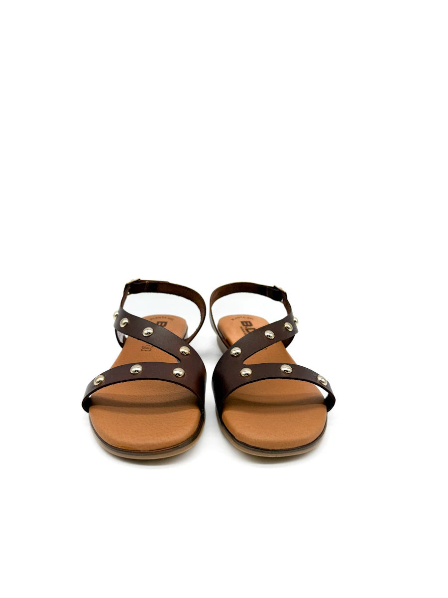 Sandalias Planas de Piel con Tachuelas - Hechas en España - Planta de Gel Confort