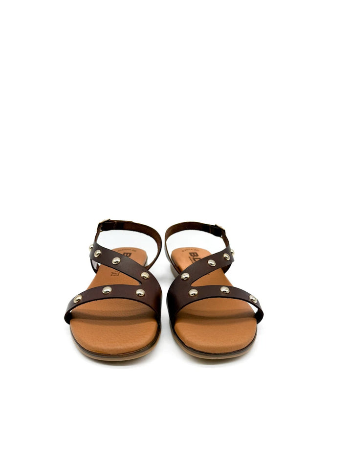 Sandalias Planas de Piel con Tachuelas - Hechas en España - Planta de Gel Confort