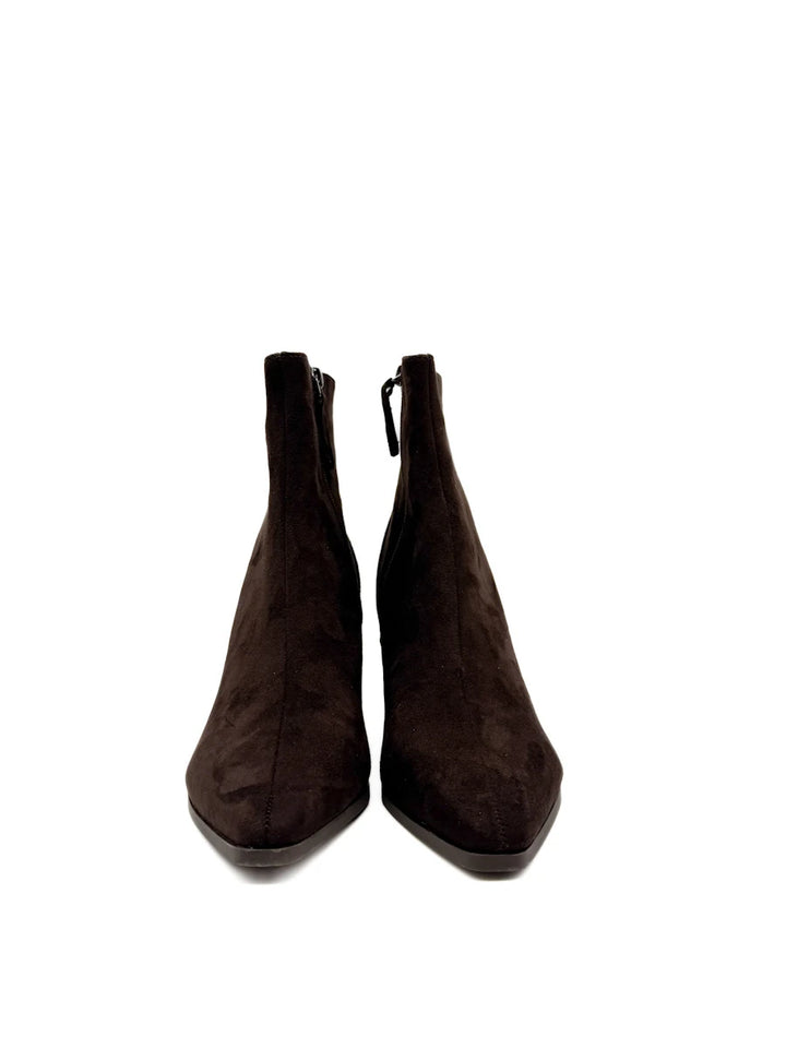 Botines de Antelina con Tacón Ancho y Punta Afilada