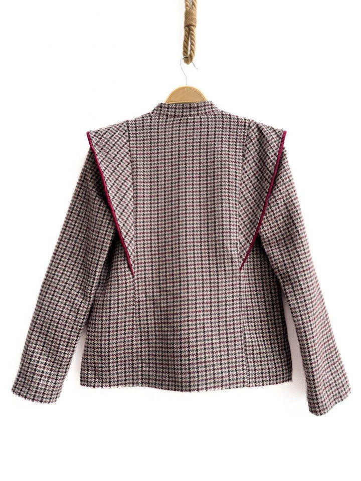 Chaqueta Cuadro Príncipe de Gales con Detalle en Contraste