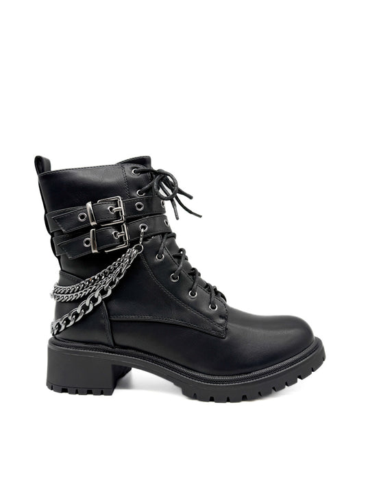 Botas Militares Negras con Cadenas Negro