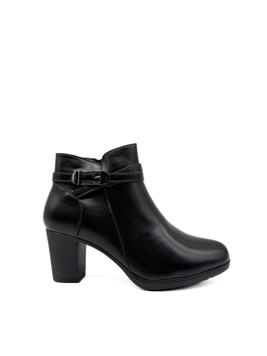 Botines con Hebilla Cruzada y Tacón Grueso: Elegancia y Comodidad en Cada Paso Negro