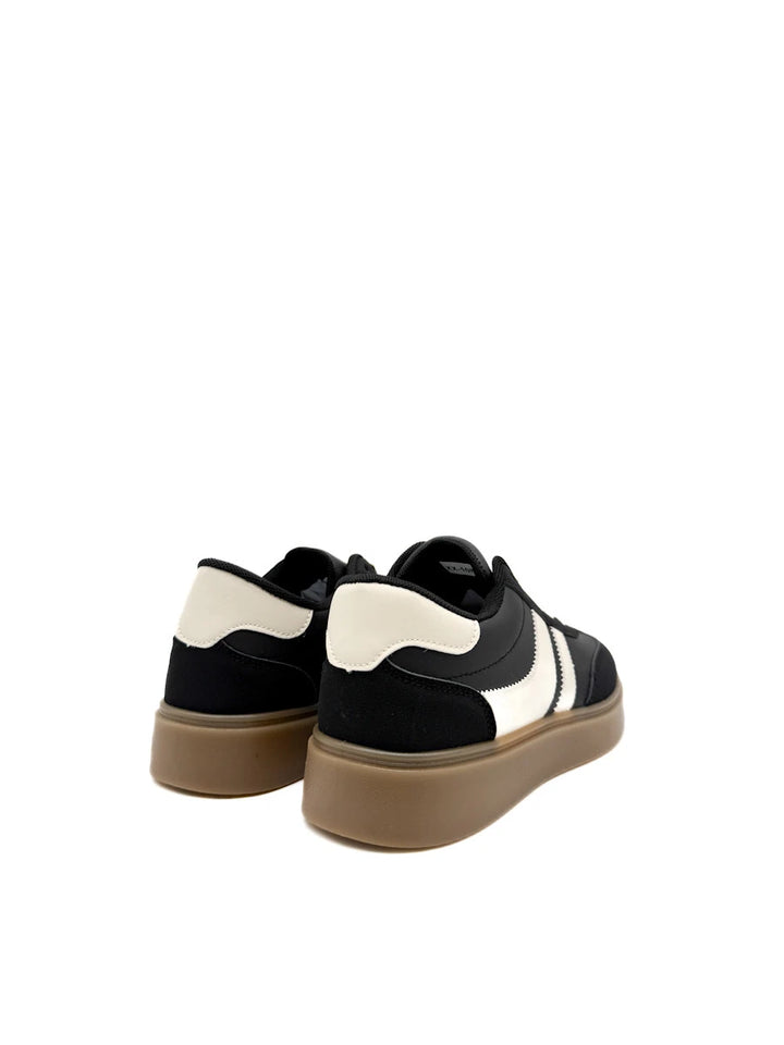 Zapatillas Bajas Retro de Ante Sintético con Franjas Contrastadas