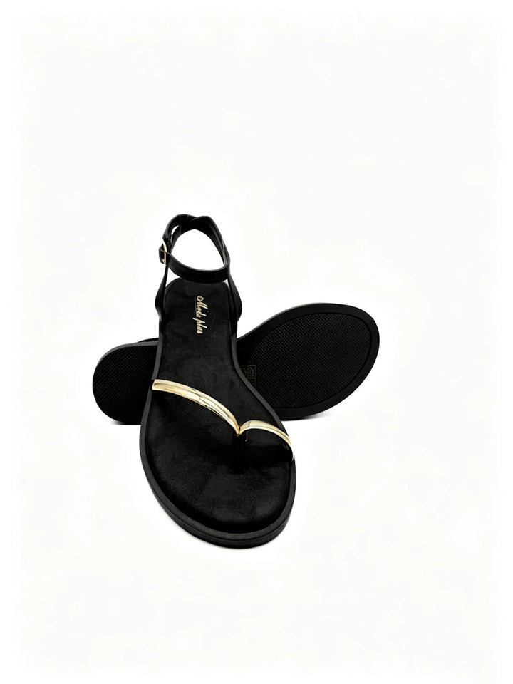 Sandalias de Dedo Confort con Detalle Dorado Flexible