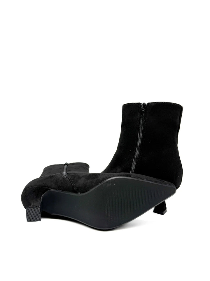 Botines de Antelina con Tacón Cónico y Punta Fina