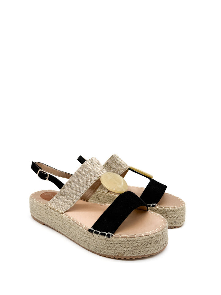 Sandalias Plataforma de Yute con Detalle Decorativo