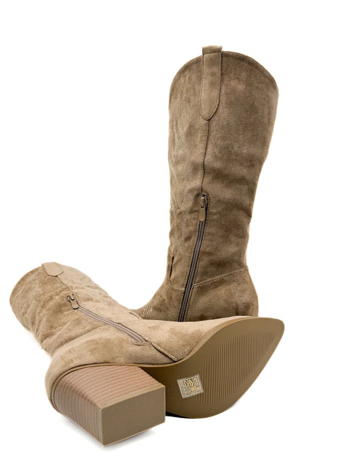 Botas Cowboy Diseño Bordados Tacón Ancho