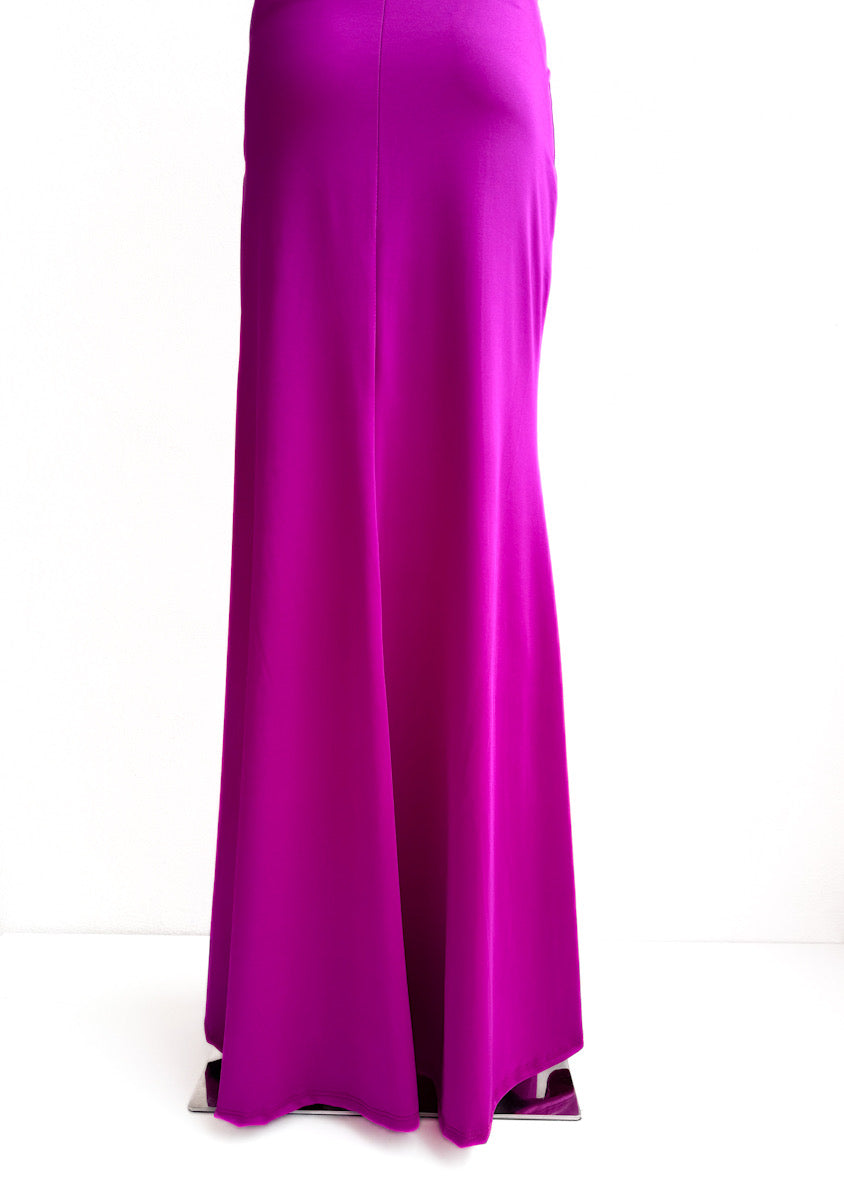 Vestido Largo con Drapeado y Abertura Lateral