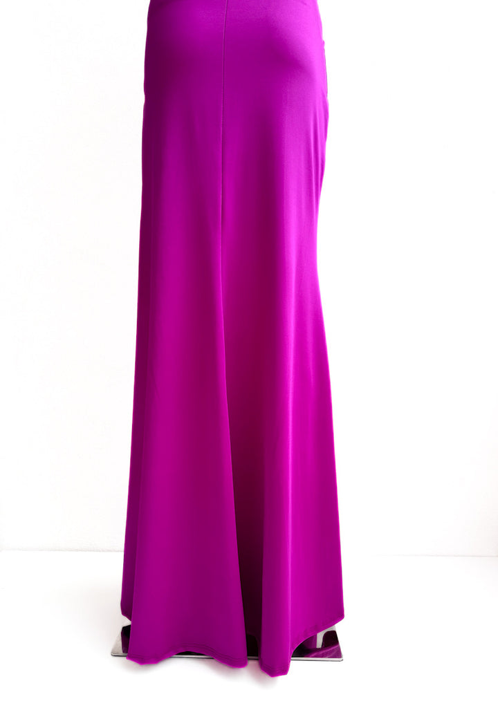Vestido Largo con Drapeado y Abertura Lateral
