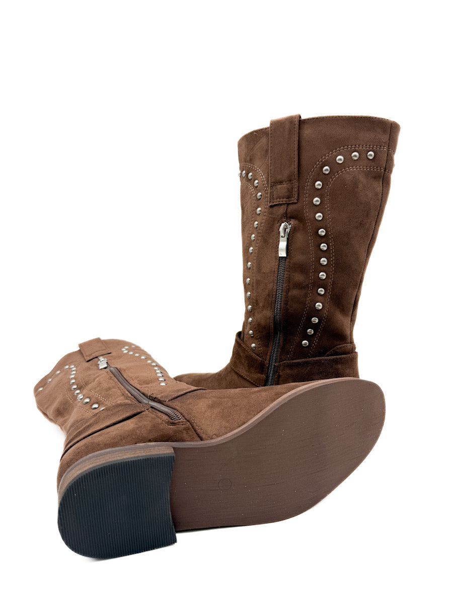 Botas de Antelina con Detalles de Tachas