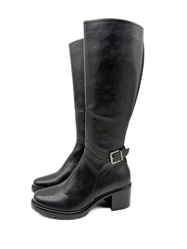 Botas Altas de Elástico con Tacón Cuadrado