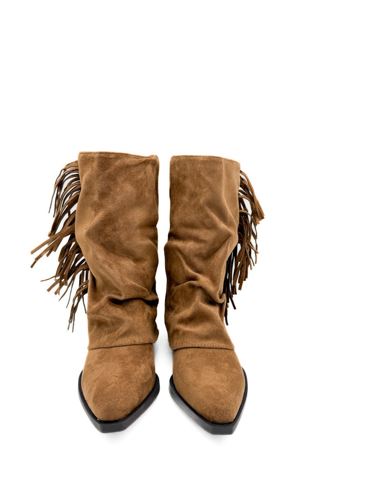 Botines Estilo de Cowboy Detalles Flecos